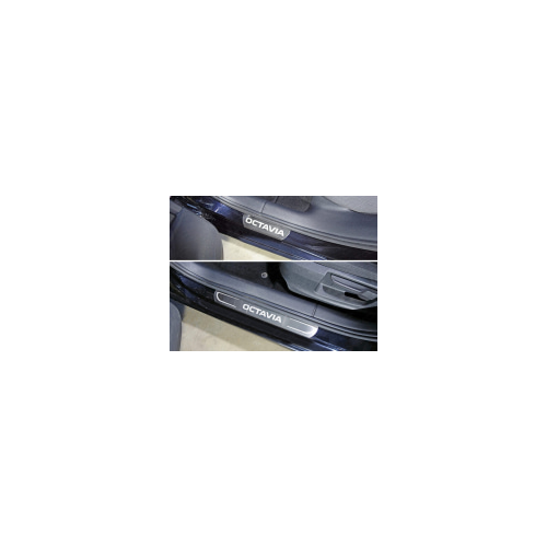 Накладки на дверные пороги внутренние (лист шлифованный надпись Octavia) Компания ТСС SKOOCT15-05 Skoda Octavia 2013-