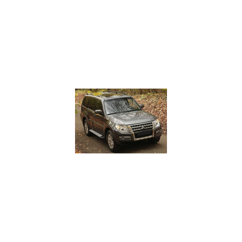 Боковые подножки, пороги "Bmw-Style" (алюминий, серебристый / черный) Rival B173AL.4002.1 Mitsubishi Pajero 2006 - 2014