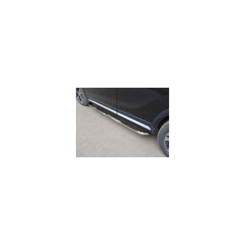 Пороги овальные гнутые с накладкой TCC MITECLCR18-17 Mitsubishi Eclipse Cross 2018-