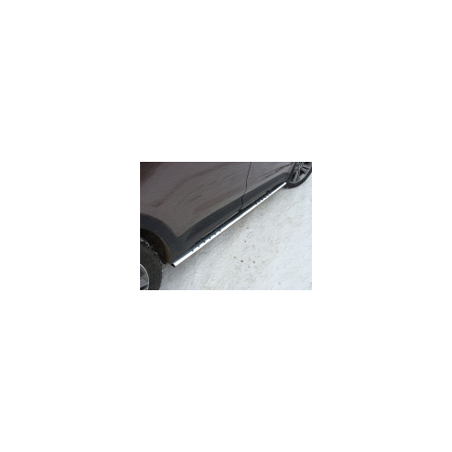 Боковые подножки, пороги овальные с проступью 75х42 мм Компания ТСС HYUNSFGR14-12 Hyundai Grand Santa Fe 2013-