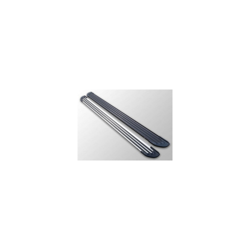 Боковые подножки, пороги алюминиевые "Slim Line Black" (длина 2220 мм) Компания ТСС HYUNH113-12B Hyundai H-1 2013-2018