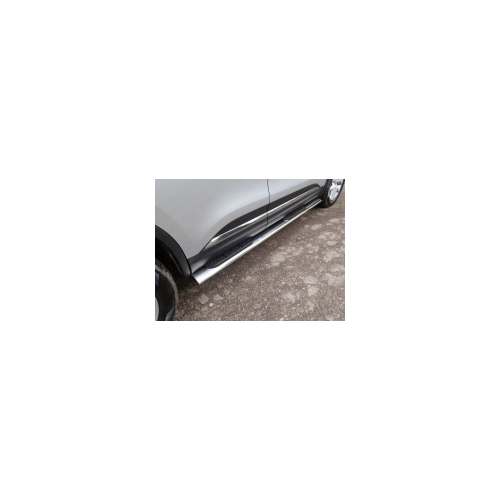 Боковые подножки, пороги с накладкой (диаметр 120 мм / 60 мм) ТСС RENKOL17-30 для Renault Koleos 2017 -
