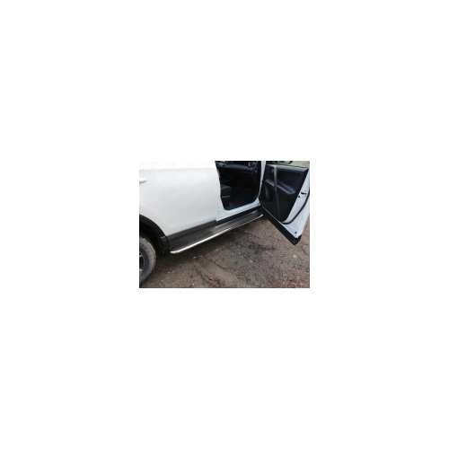 Пороги с площадкой (нерж. лист) 42,4 мм ТСС TOYRAV15-15 для Toyota RAV4 2015-