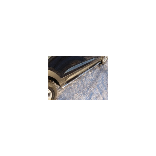 Боковые подножки, пороги овальные с накладкой (диаметр 75 мм / 42 мм) TCC HYUNTUC15-02 для Hyundai Tucson (2015 - по н.в. )