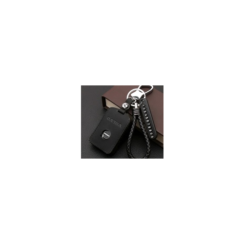 Чехол для ключа с номером телефона (кожа, черный, коричневый) для Volvo V90 2017 -