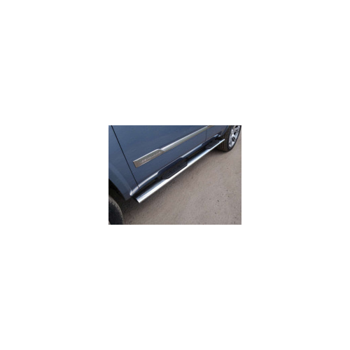 Боковые подножки, пороги овальные с накладкой (диаметр 120х60 мм) Компания ТСС CADESC15-11 Cadillac Escalade 2015