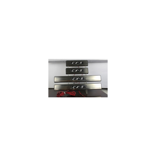 Накладки на дверные пороги с логотипом и LED подсветкой (нержавеющая сталь) JMT 24386 Mazda CX-5 2012 - 2016