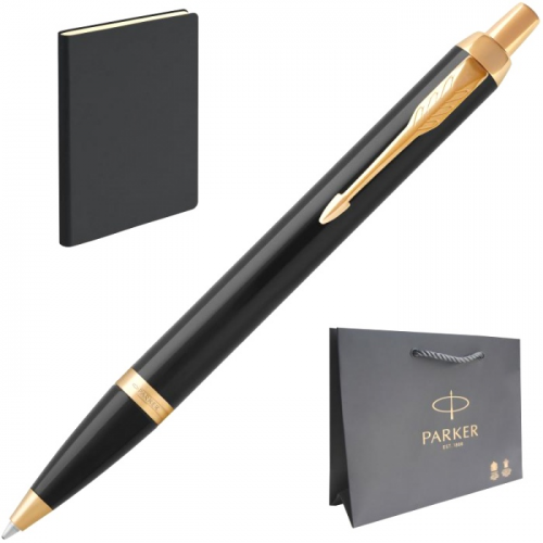 Набор: шариковая ручка parker im core k321, black gt + ежедневник, недатированный, а5, чёрный + пакет