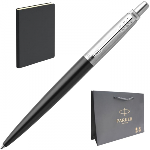 Набор: шариковая ручка parker jotter core k63, bond street black ct + ежедневник, недатированный, а5, чёрный
