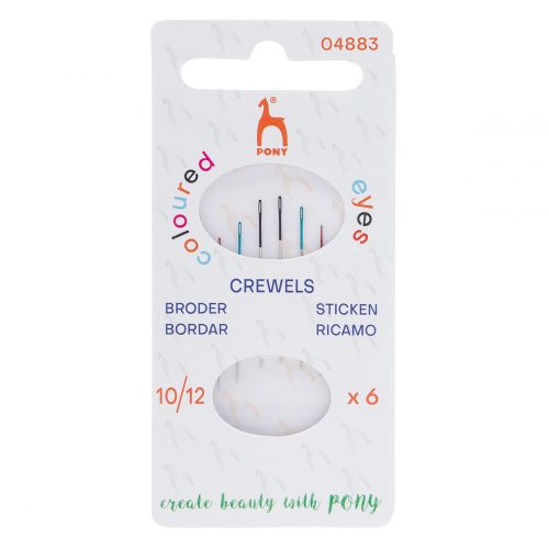04883 Иглы для вышивания и шитья Crewels с цветным ушком №10-12, 6 шт PONY