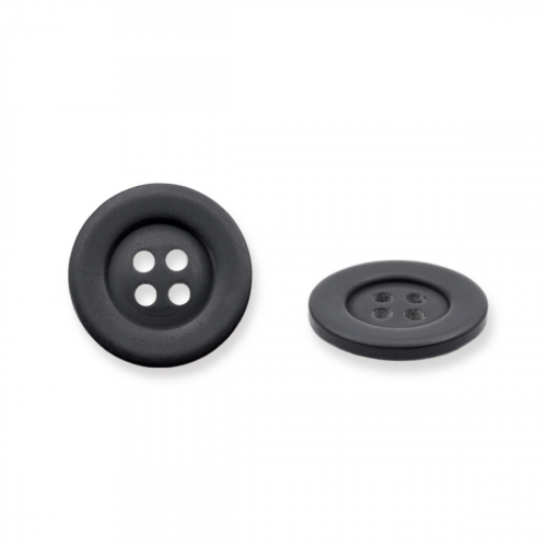 12874/4 28 (black) Пуговица 28L (18мм) 4 прокола, пластик, черный матовый ПРОТОС