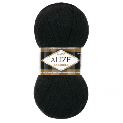 Пряжа ALIZE 'Lanagold' 100гр., 240м (49%шерсть, 51%акрил) (60 черный) Alize