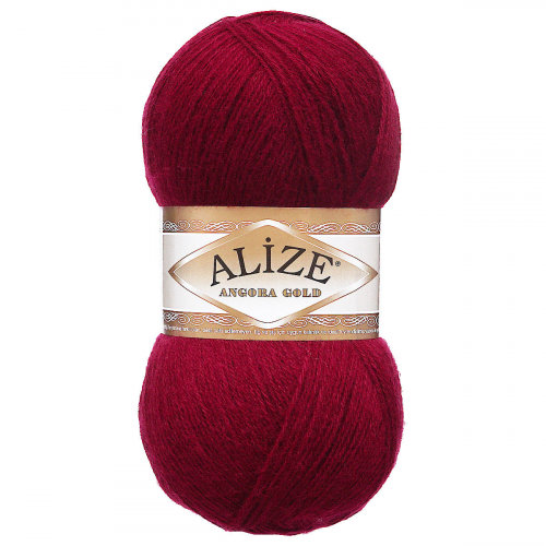 Пряжа ALIZE 'Angora Gold' 100гр. 550м (80%акр, 20%шерсть) ТУ (57 бордовый) Alize