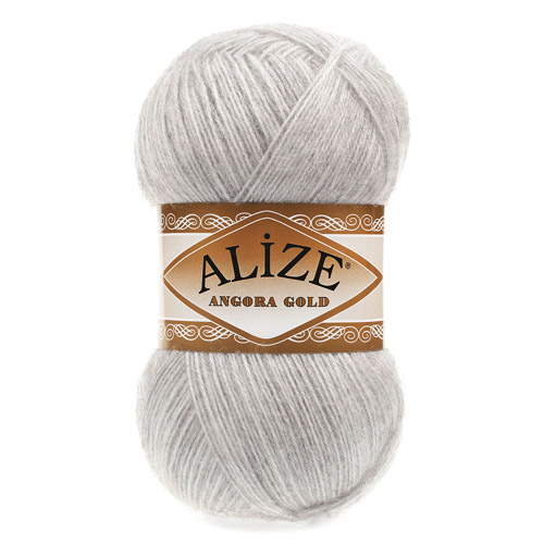 Пряжа ALIZE 'Angora Gold' 100гр. 550м (80%акр, 20%шерсть) ТУ (208 светло-серый меланж) Alize