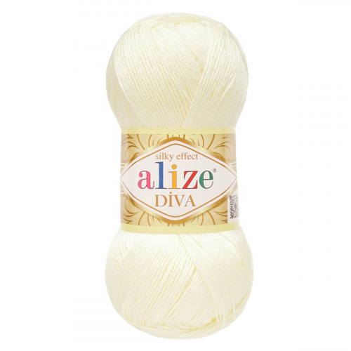 Пряжа ALIZE 'Diva' 100гр. 350м. (100% микрофибра) ТУ (62 молочный) Alize