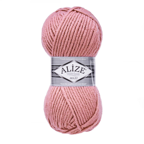 Пряжа ALIZE 'Superlana maxi' 100гр. 100м. (75% акрил, 25%шерсть) ТУ (204 старо-розовый) Alize