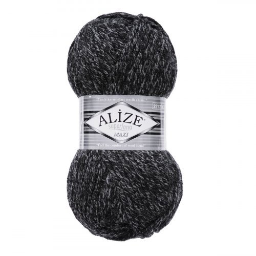 Пряжа ALIZE 'Superlana maxi' 100гр. 100м. (75% акрил, 25%шерсть) ТУ (800 антрацитовый жаспе) Alize