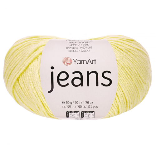 Пряжа YarnArt 'Jeans' 50гр 160м (55% хлопок, 45% полиакрил) (67 св-желтый)