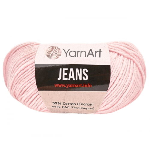 Пряжа YarnArt 'Jeans' 50гр 160м (55% хлопок, 45% полиакрил) (74 пудровый)