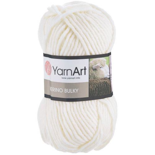 Пряжа YarnArt 'Merino Bulky' 100гр 100м (25% шерсть, 75% акрил) (501 белый)