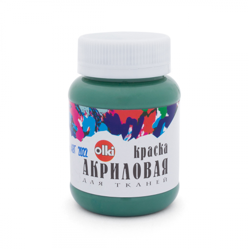 2124 Краска акриловая для ткани, зеленая, 100мл, OlkiOlki