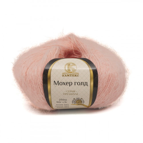 Пряжа Камтекс 'Мохер голд' 50гр. 250м. (60% мохер, 20% хлопок, 20% акрил) (132 нежная роза) КАМТЕКС
