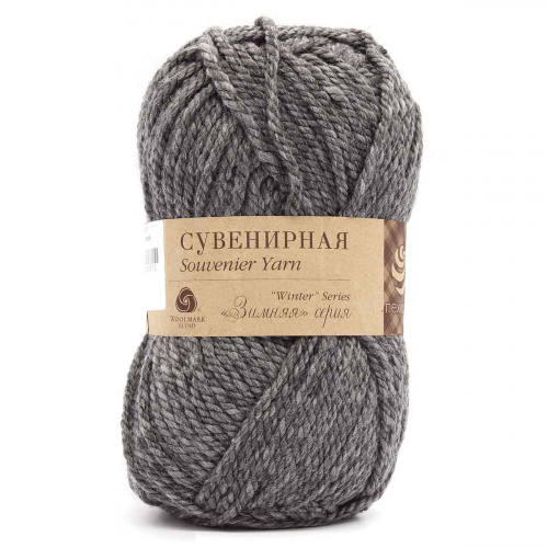 Пряжа Пехорка 'Сувенирная' 200гр. 160м. (50% шерсть, 50% акрил) (357-Меланж т.серый)
