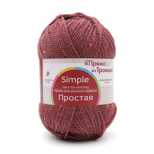 Пряжа из Троицка 'Простая' 100гр. 200м. (50% шерсть, 50% акрил) (1404 темно-красный меланж)