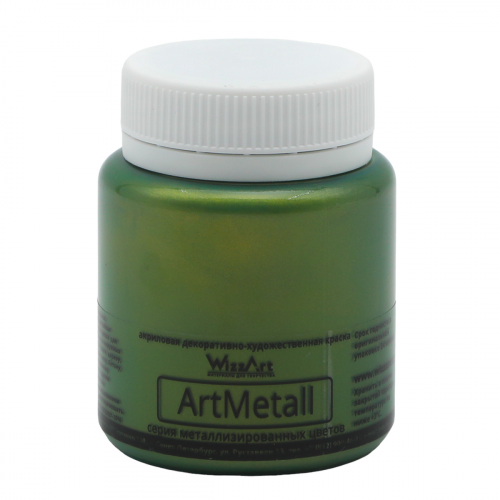 Краска акриловая ArtMetall, золото зеленое темное, 80мл, Wizzart