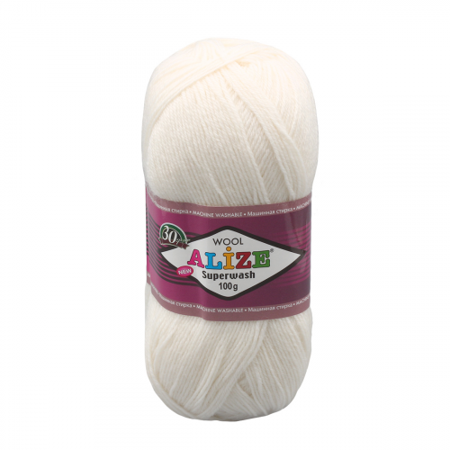 Пряжа ALIZE 'Superwash Comfort Socks' 100гр. 420м. (75% SW шерсть, 25% полиамид) (55 белый) Alize