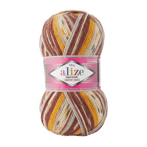 Пряжа ALIZE 'Superwash Comfort Socks' 100гр. 420м. (75% SW шерсть, 25% полиамид) (7652 секционный) Alize