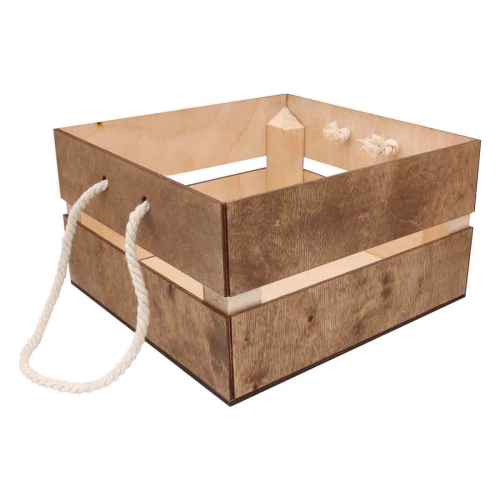 КО-3 Деревянная заготовка из фанеры Кашпо с ручками 20,6*20*12см (дуб) Astra&Craft
