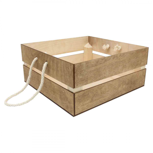 КО-4 Деревянная заготовка из фанеры Кашпо с ручками 25,6*25*12см (дуб) Astra&Craft