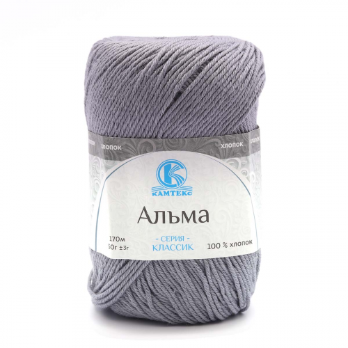 Пряжа Камтекс 'Альма' 50гр. 170м. (100% хлопок) (169 серый) КАМТЕКС