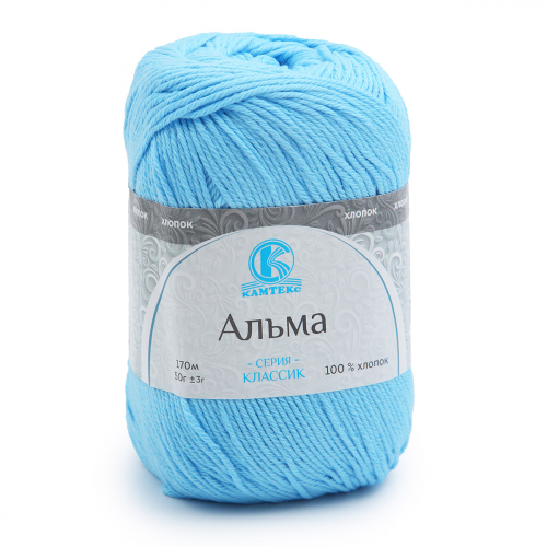 Пряжа Камтекс 'Альма' 50гр. 170м. (100% хлопок) (015 голубой) КАМТЕКС