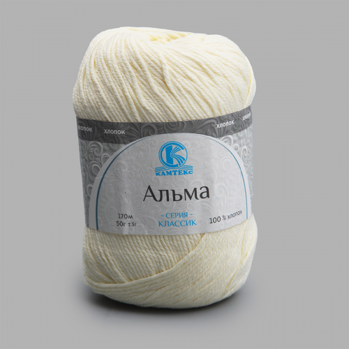 Пряжа Камтекс 'Альма' 50гр. 170м. (100% хлопок) (080 экрю) КАМТЕКС