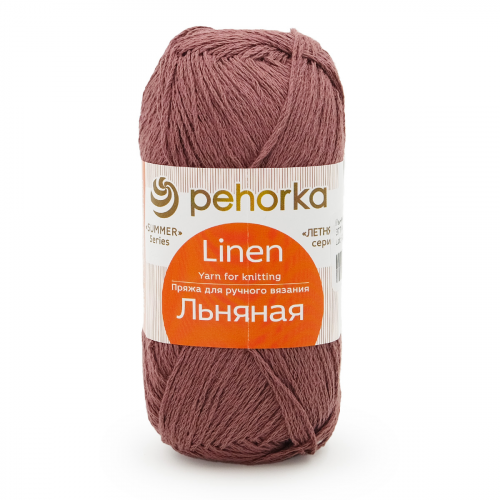 Пряжа Пехорка 'Льняная' 100гр. 330м. (лен 55%, 45% хлопок) (377 кофейный)