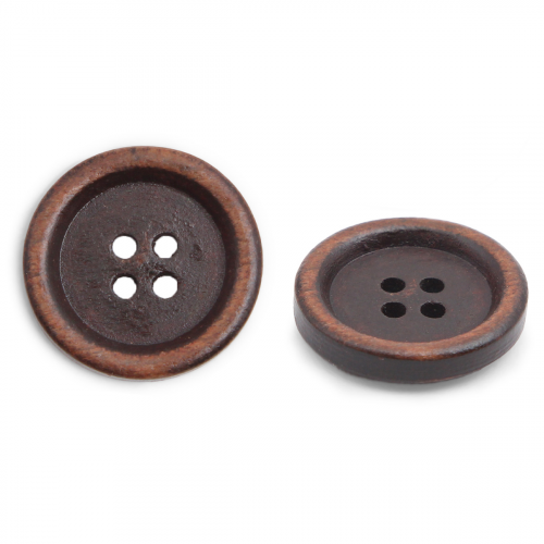 W01 Пуговица 32L (20мм) 4 прокола, дерево (Brown2 (коричневый2)) АЙРИС