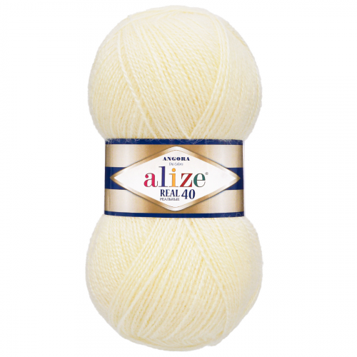 Пряжа ALIZE 'Angora real 40' 100 гр. 430м (40% шерсть, 60% акрил) (01 кремовый) Alize