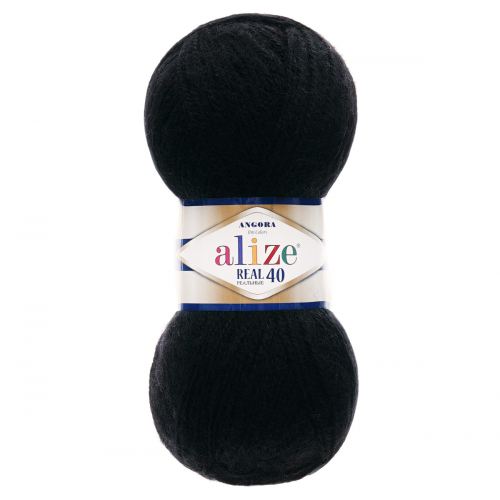 Пряжа ALIZE 'Angora real 40' 100 гр. 430м (40% шерсть, 60% акрил) (60 черный) Alize