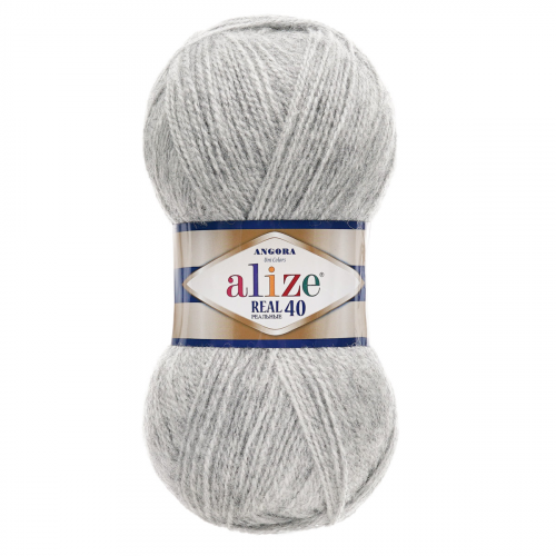 Пряжа ALIZE 'Angora real 40' 100 гр. 430м (40% шерсть, 60% акрил) (614 серый меланж) Alize