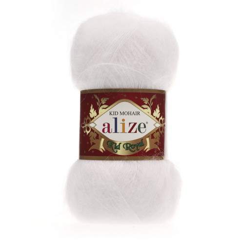 Пряжа ALIZE 'Kid royal' 50г, 500м (62%кид мохер, 38%полиамид) ТУ (55 белый) Alize