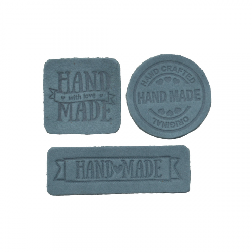 44 Набор термоаппликаций Hand Made из кожи: квадр.№5 - 1шт. круг№2 - 1шт. прямоуг.№3 - 1шт, 100%кожа (55 светло-серый) Галерея