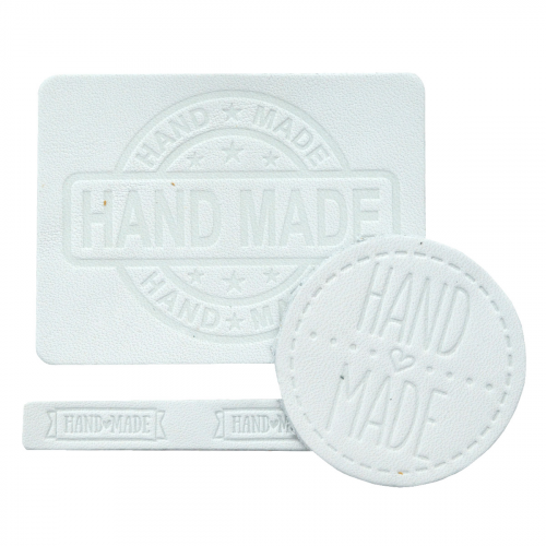 45 Набор термоаппликаций Hand Made из кожи: круг №39 - 1шт. прямоуг. №12 и №38 - по 1шт, 100% кожа (44 белый) Галерея