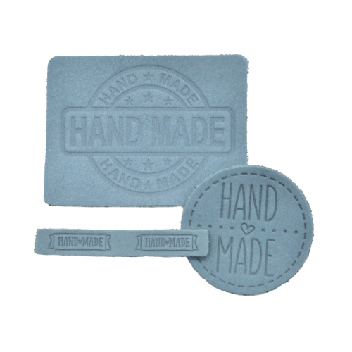 45 Набор термоаппликаций Hand Made из кожи: круг №39 - 1шт. прямоуг. №12 и №38 - по 1шт, 100% кожа (55 светло-серый) Галерея