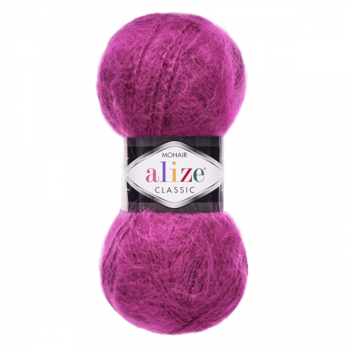 Пряжа ALIZE 'Mohair classic ' 100гр. 200м (25%мохер, 24%шерсть, 51%акрил) (209 фуксия) Alize