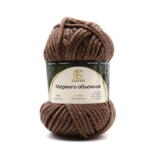Пряжа Камтекс 'Меринго объемная' 150гр. 90м. (20% меринос, 20% полутонкая шерсть, 56% акрил, 4% лайкра) (101 капучино) КАМТЕКС