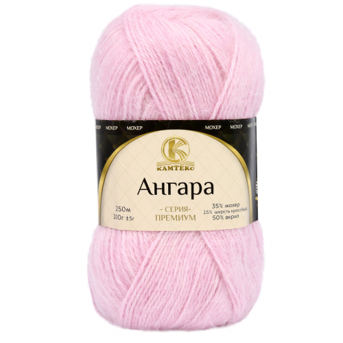Пряжа Камтекс 'Ангара' 100гр. 250м. (35% мохер, 15% шерсть кроссбред, 50% акрил) (055 светло-розовый) КАМТЕКС