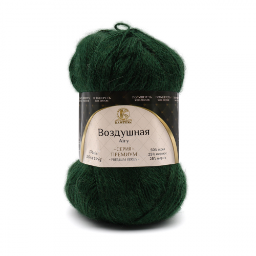 Пряжа Камтекс 'Воздушная' 100гр. 370м (меринос 25%, шерсть 25% акрил 50%) (110 зеленый) КАМТЕКС