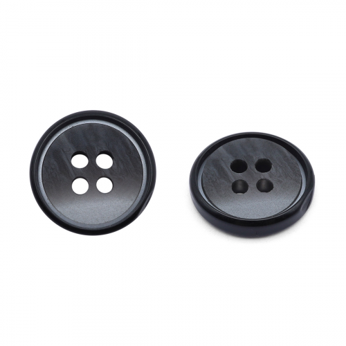 NE52 Пуговица 24L (15мм) 4 прокола, пластик (Black (черный)) АЙРИС